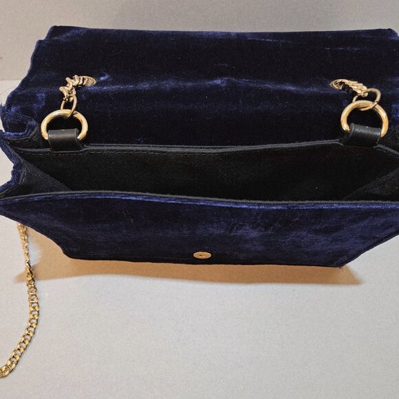 French Connection Quilted Velvet Cross Body Bag in Sapphire Blue - Picture 4 of 4